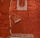 Classy Wow Glass Organza Suit Set with Heavy Pearl & Real Mirror Work - Yanchi